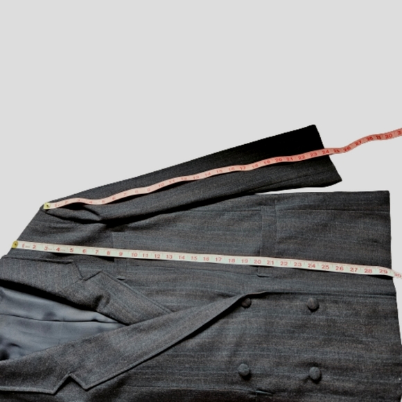 Vintage hand-made woolen long jacket blazer charcoal grey double breasted 10 - Picture 15 of 15